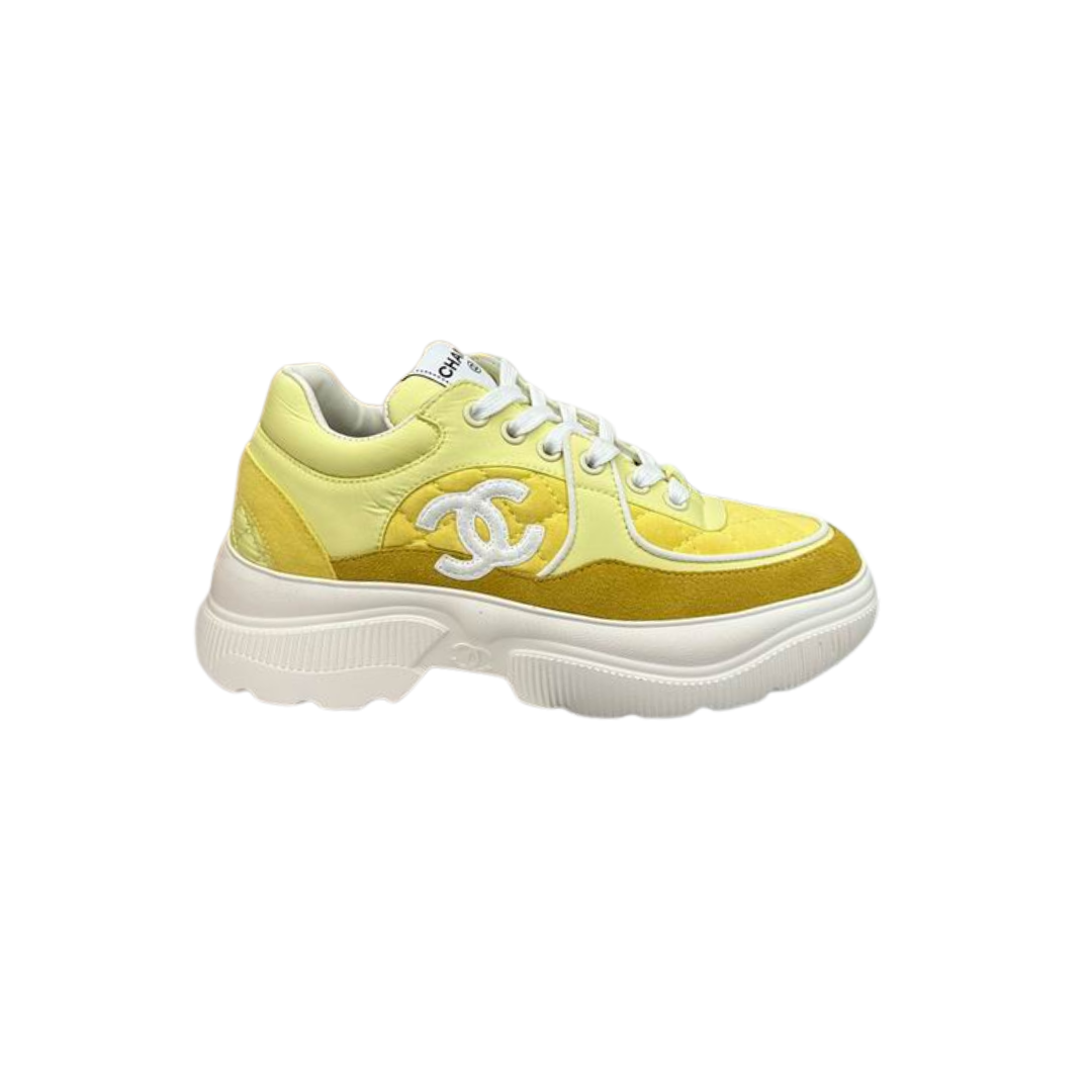 Yellow White Chunky Canvas Sneakers