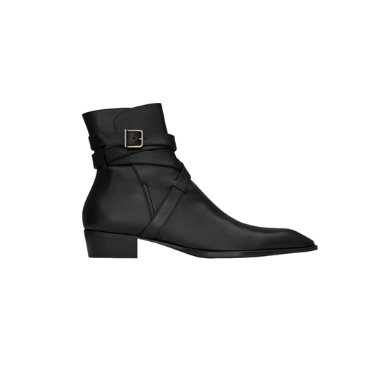 YSL Aurelien Jodhpur Boots Smooth Leather Black