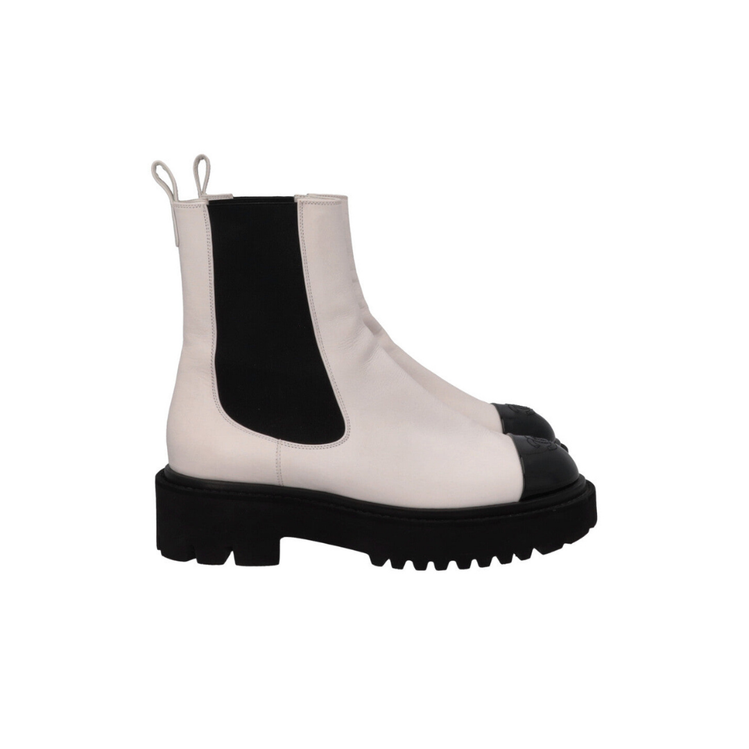Cap Toe Ankle Boots White