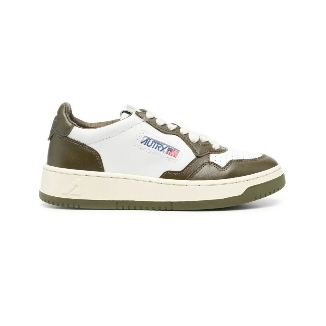 Autry Medalist Leather Low White Olive