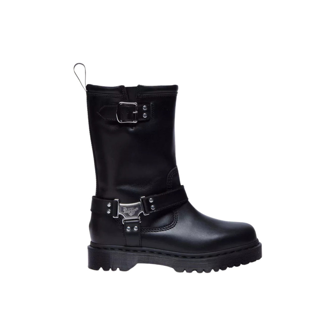 DR. MARTENS Anistone Hi Leather Biker Boots Black