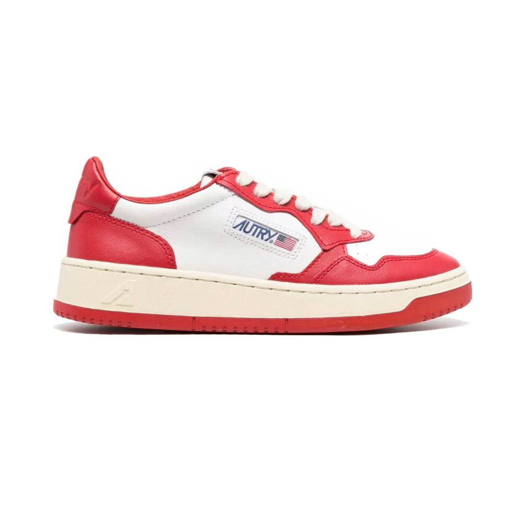 Autry Medalist Leather Low White Red