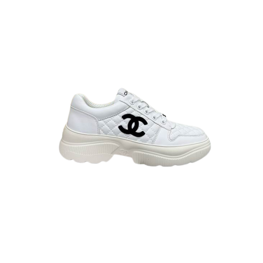 White Chunky Canvas Sneakers