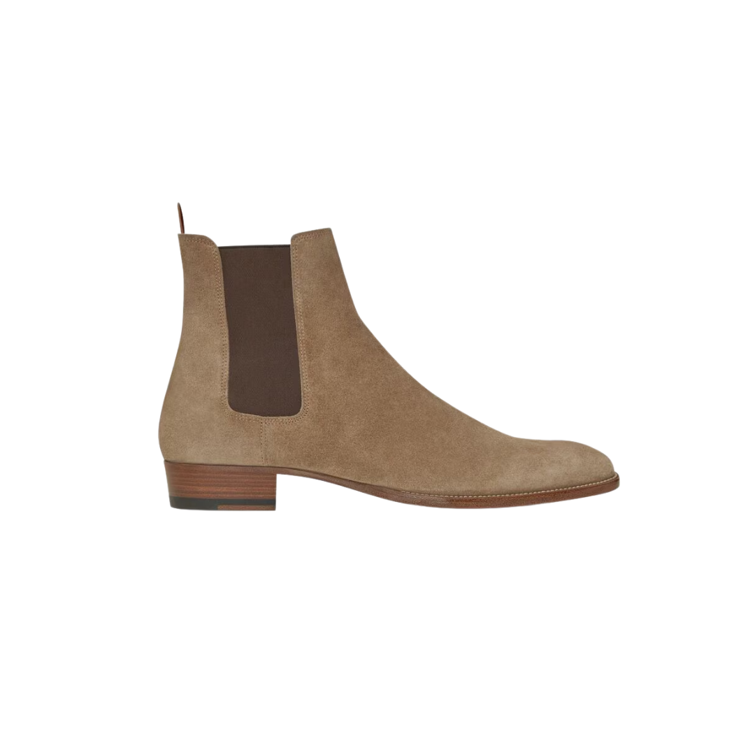 YSL Wyatt Chelsea Boots Suede Tobacco