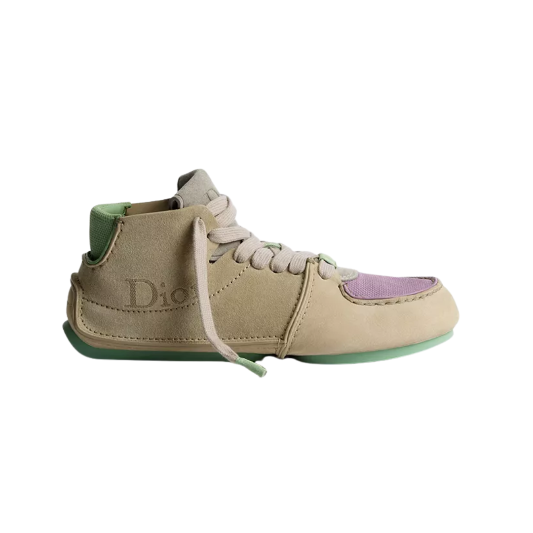 Roadie Lace Up Boot Beige Nubuck Beige Green Purple Suede Calfskin