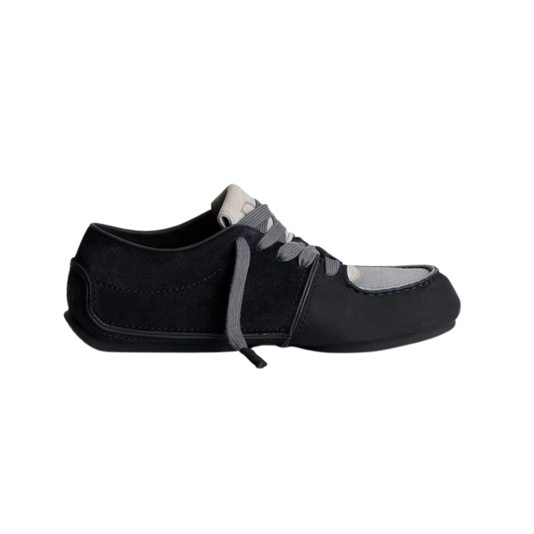 Roadie Derby Shoe Black Nubuck Black Anthracite Gray Suede Calfskin