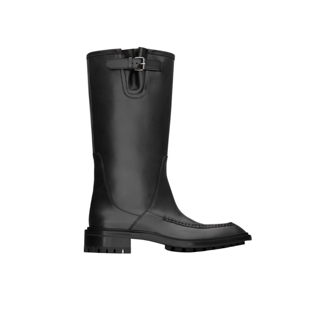 YSL Joe Buckle Boots Smooth Leather Black