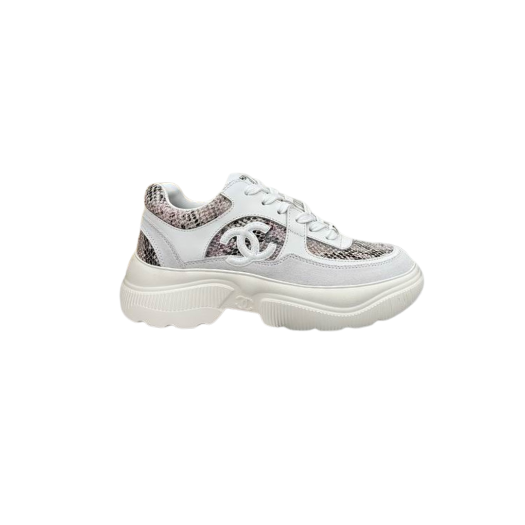 White Silver Chunky Platform Sneakers