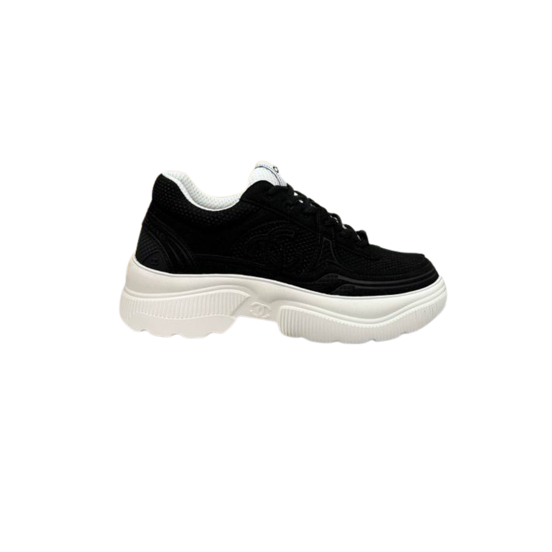 Black Chunky Platform Sneakers White