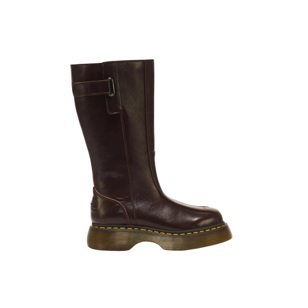 DR. MARTENS Buzz Hi Tall Gloss Leather Boots Brown