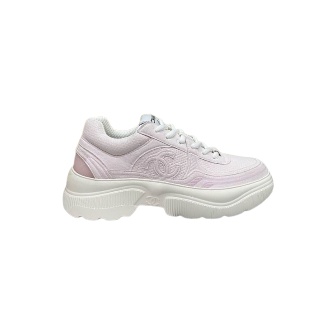 White Pink Chunky Designer Sneakers Resembling Style