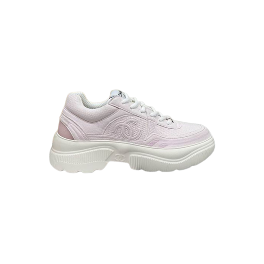 White Pink Chunky Designer Sneakers Resembling Style