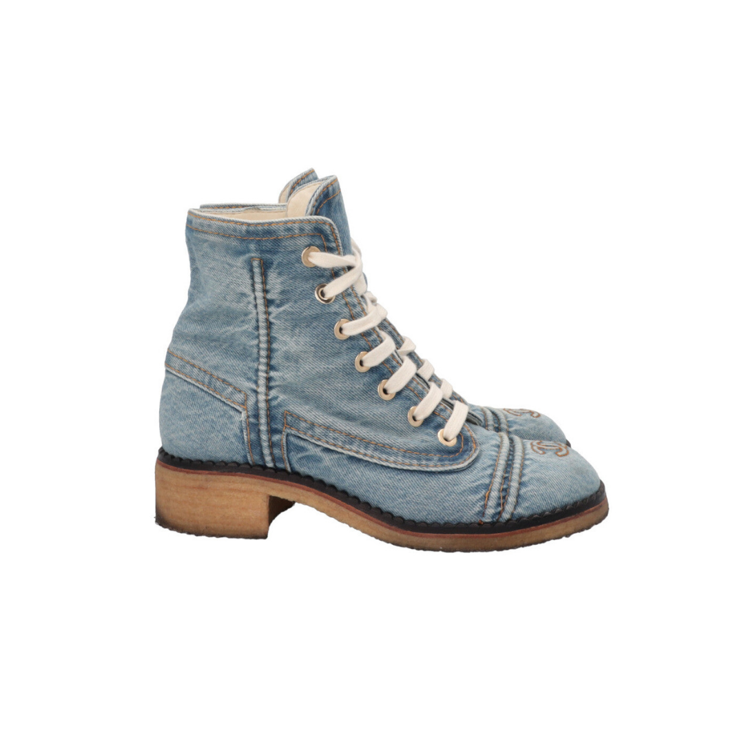 Denim Ankle Lace Up Boots