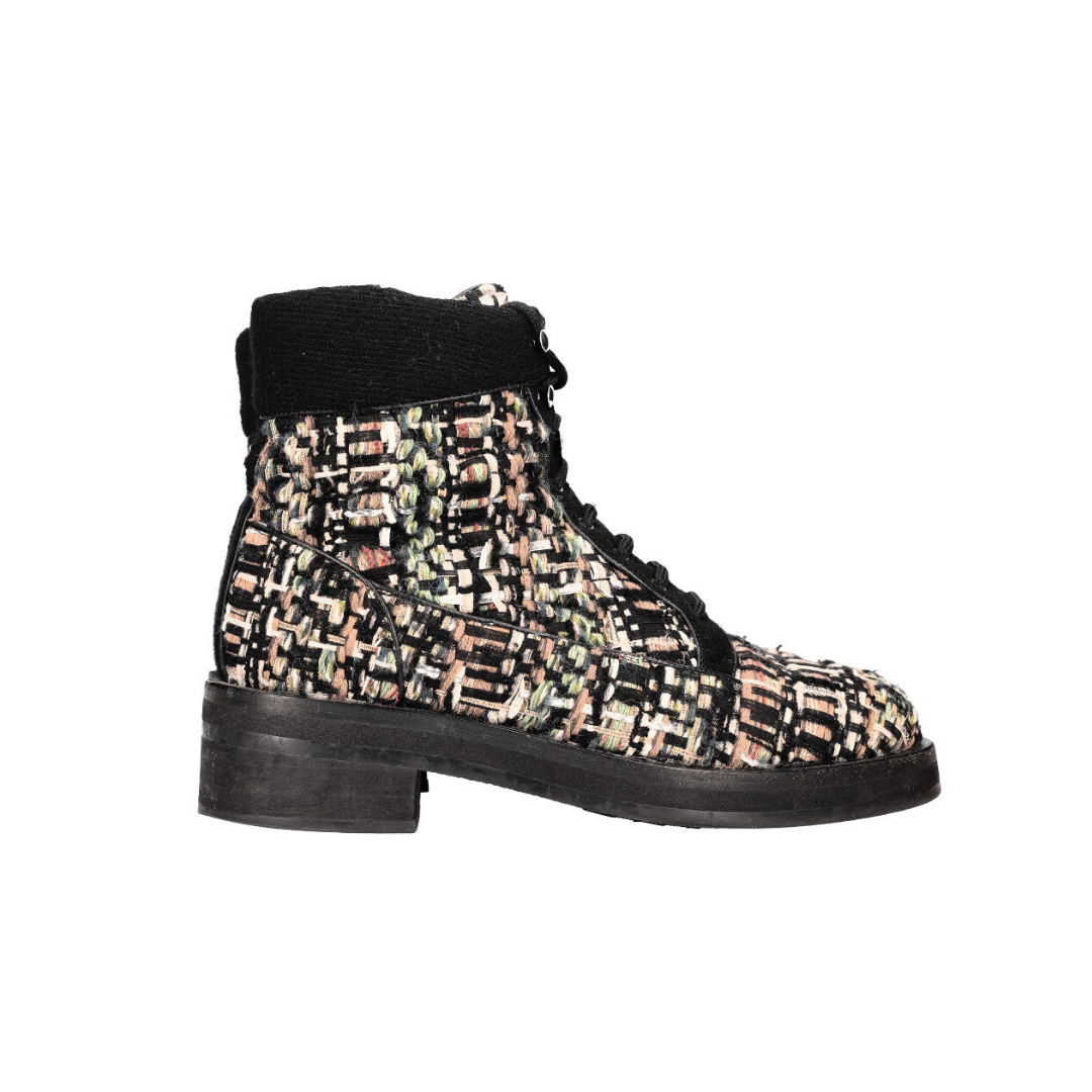 Tweed Hiking Boots Multicolor Black