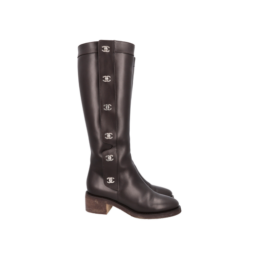 Boots Turnlock Knee High Boots Brown