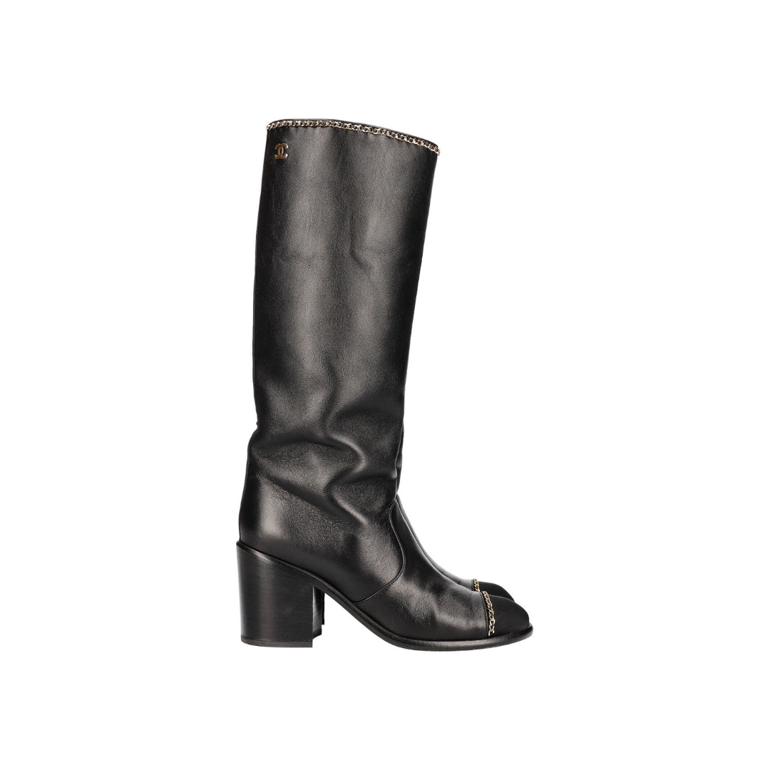 Boots with Chain Black