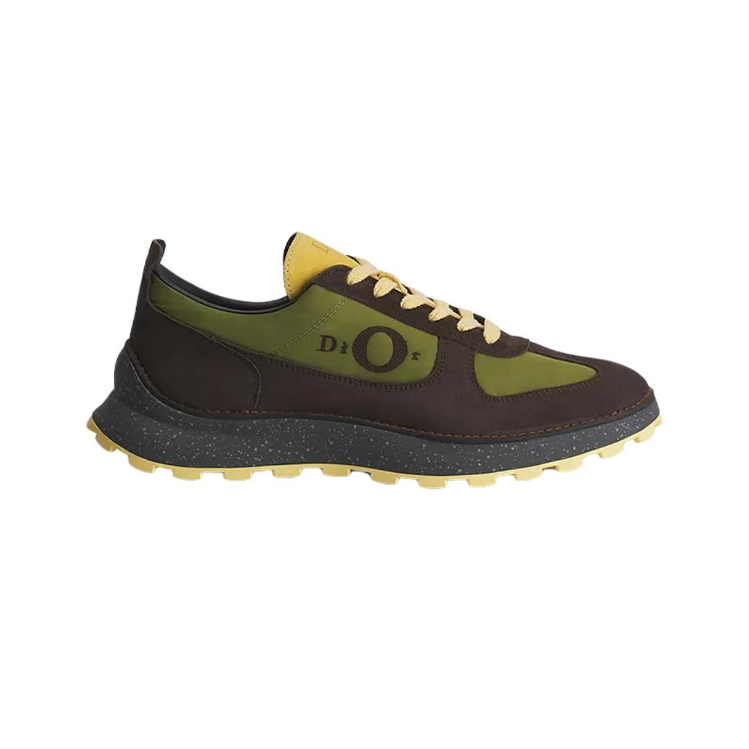 Squash Sneaker Brown Yellow Suede Calfskin Green Technical Fabric