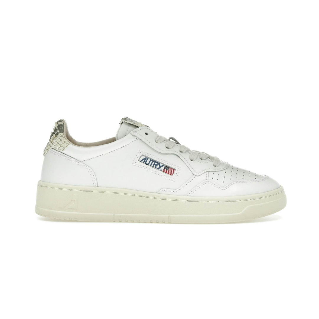 Autry Medalist Leather Low White Snake Diamond Print