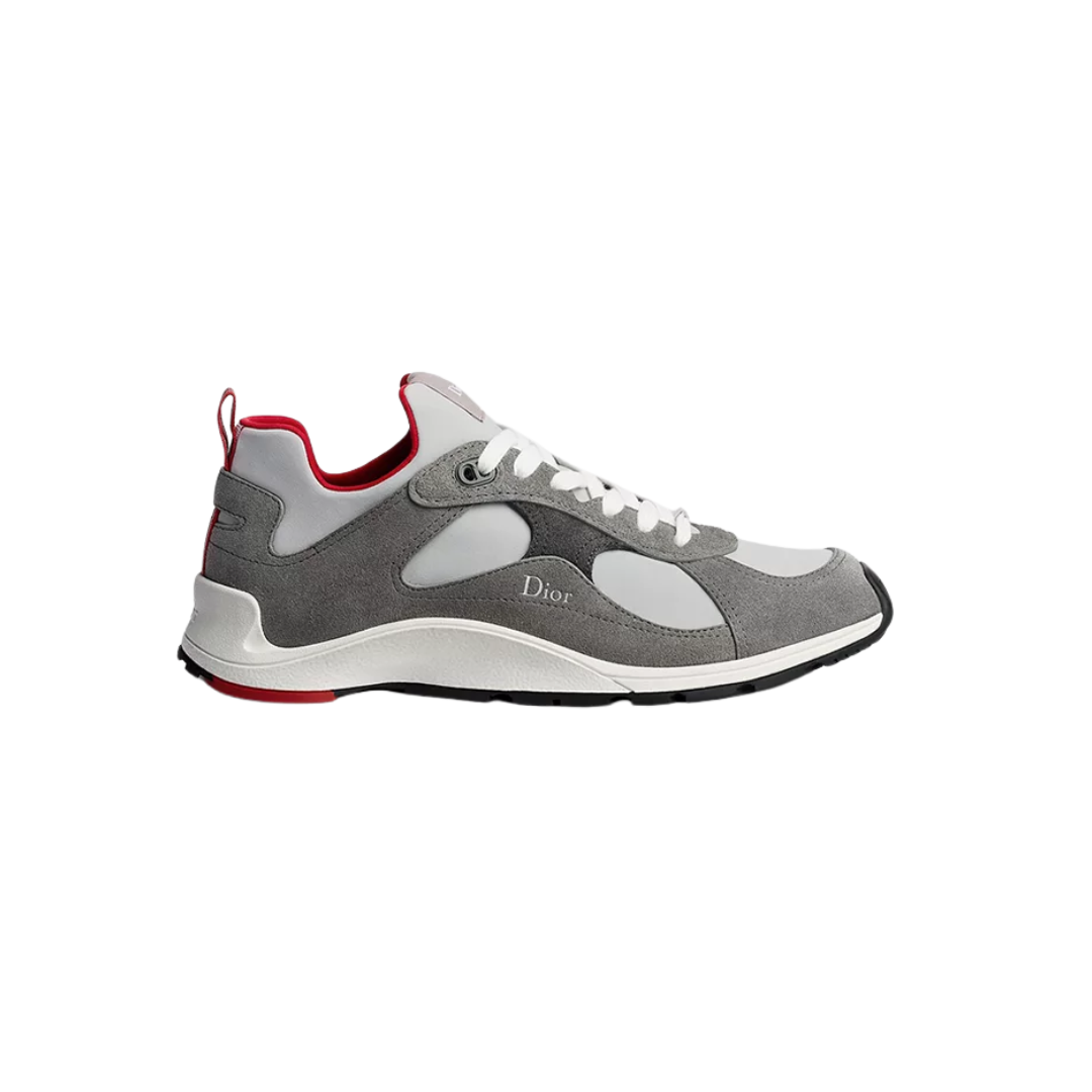 Mile Sneaker Gray Suede Calfskin Gray Red Neoprene