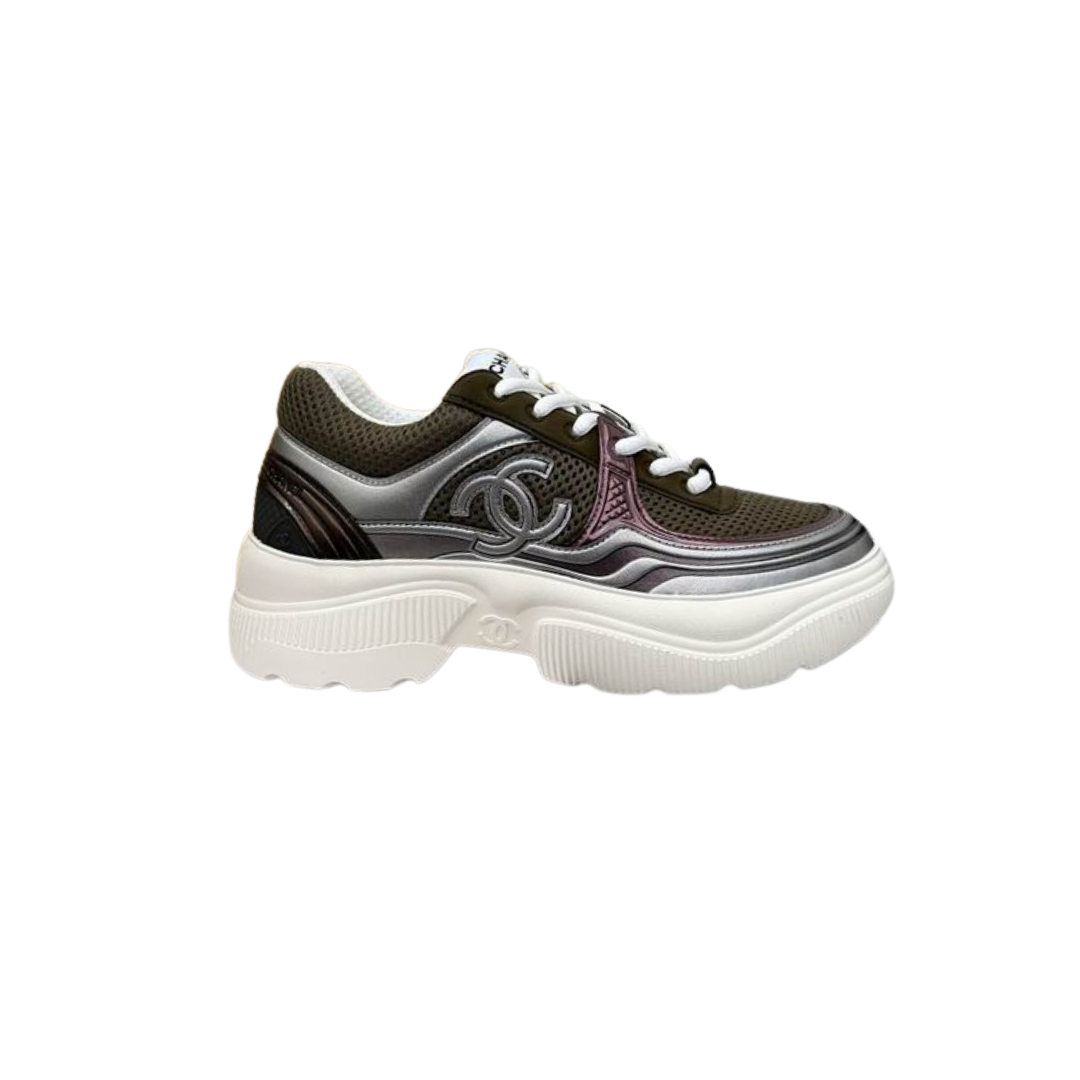 Metallic-Finish Chunky Soled Sneakers