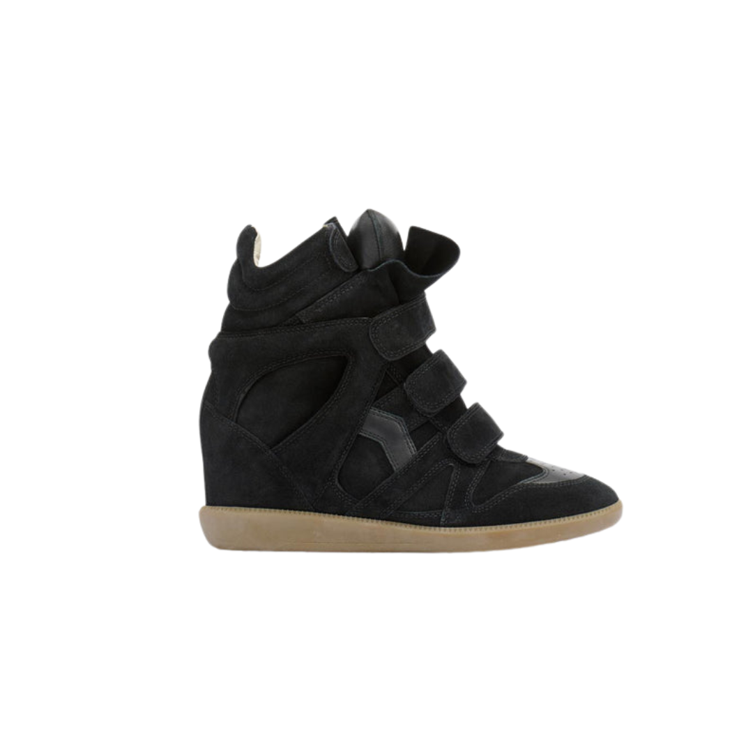 Isabel Marant Bekett Leather Wedge Sneakers Black