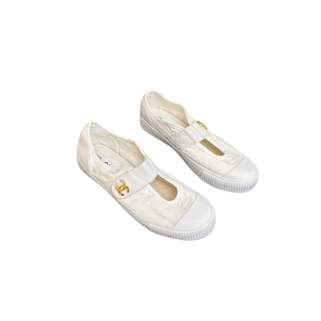 White Mary Jane Casual Canvas Shoes