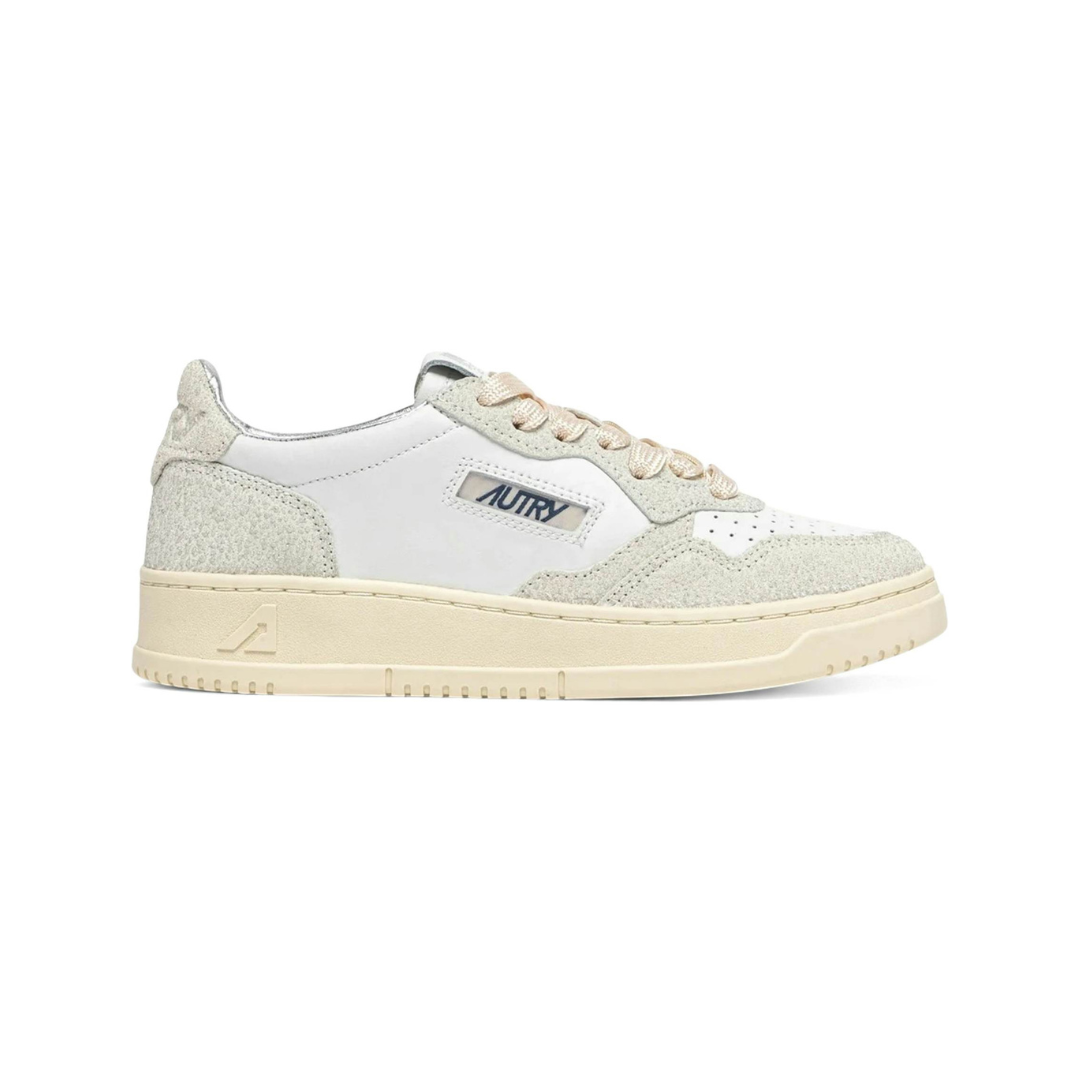 Autry Medalist Leather Low White Glitter