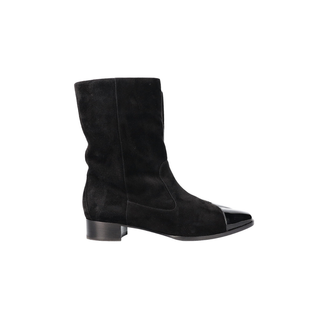 Cap Toe Boots Suede Black