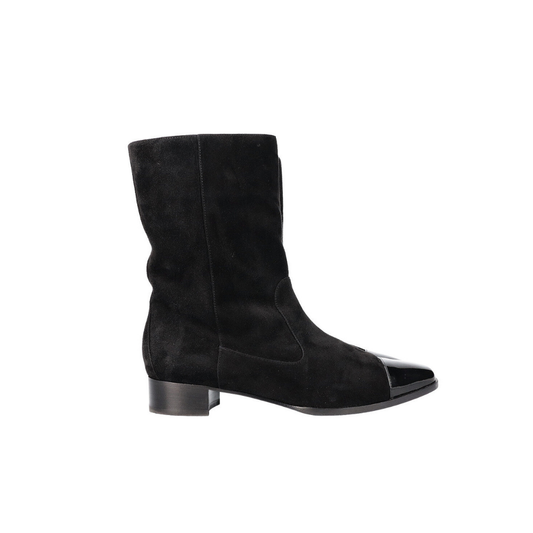 Cap Toe Boots Suede Black
