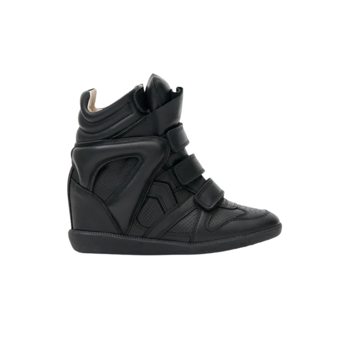 Isabel Marant Bekett Sneakers Smooth Leather Wedge Black