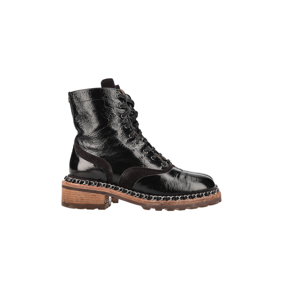 Salzburg Chain Boots Patent Black