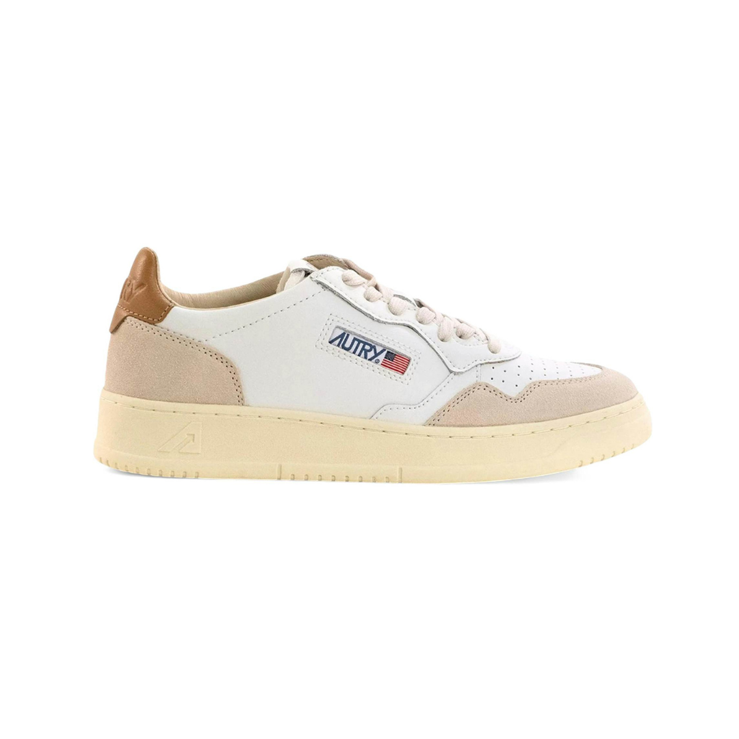 Autry Medalist Leather Low White Brown Sugar