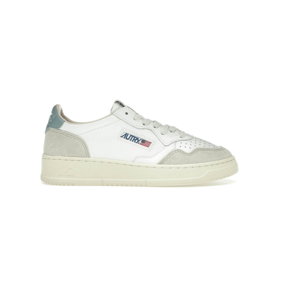 Autry Medalist Leather Low White Silver Blue Beige
