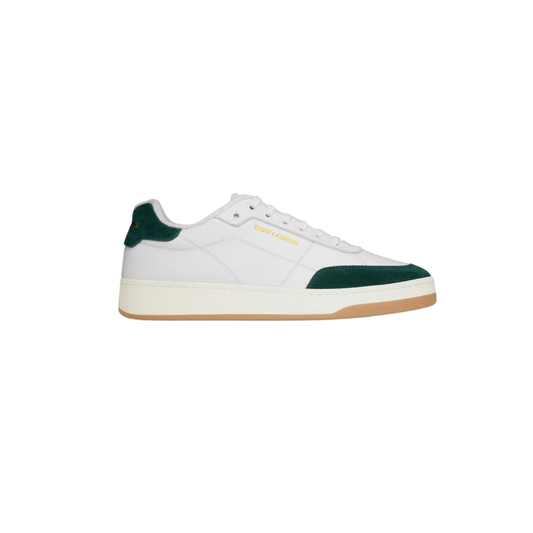 Ysl SL/61 Sneakers Smooth Leather Optic White & Bottle Green