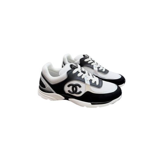 Black White Runner Sneakers Vibrant White Sole Accent