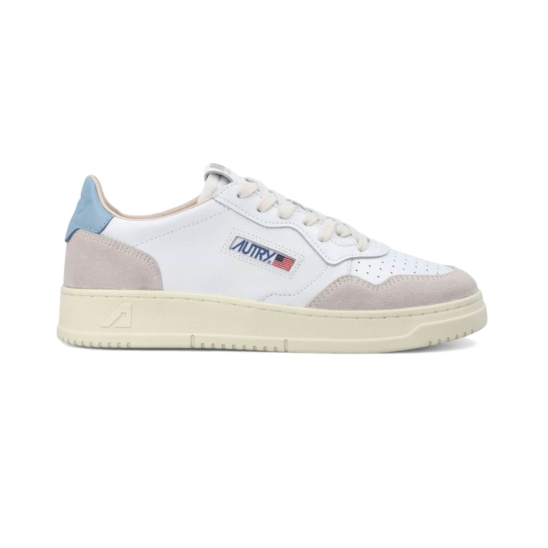 Autry Medalist Leather Low White Forget Me Not