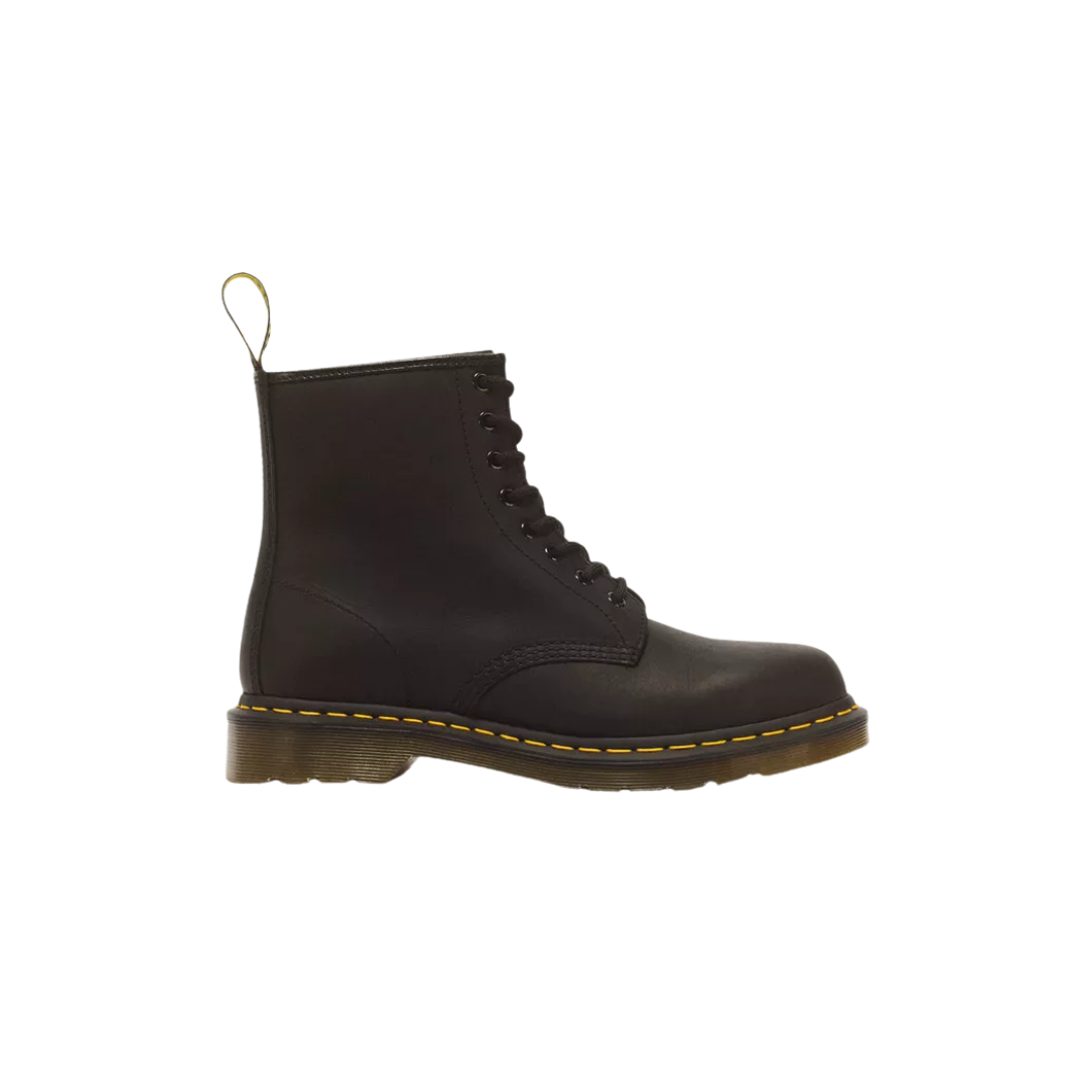DR. MARTENS 1460 Greasy Leather Lace Boots Black Greasy