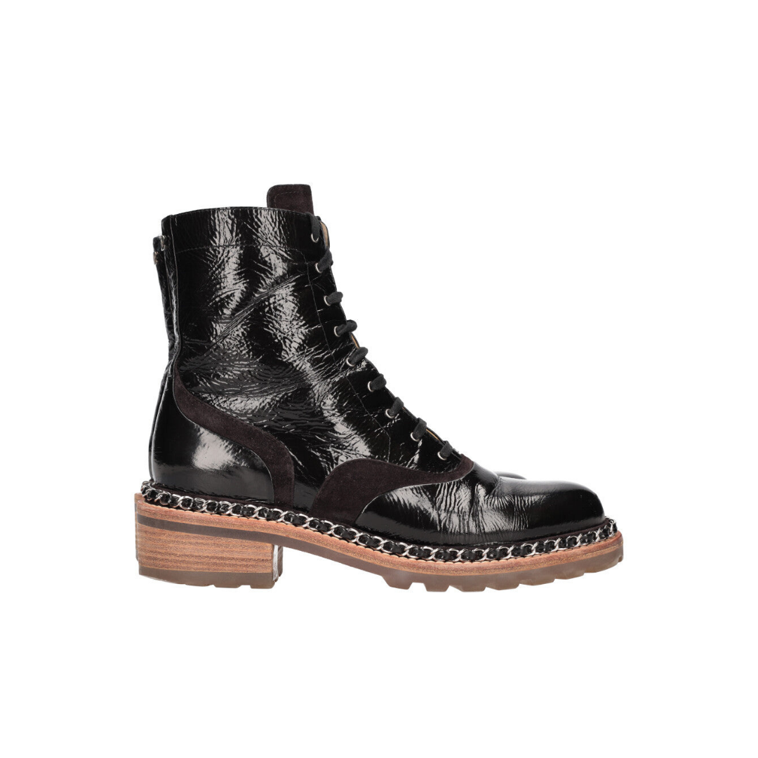 Boots Chain Patent Leather Black
