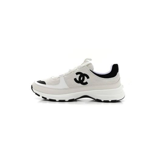 Suede Calfskin Grosgrain Sneakers White