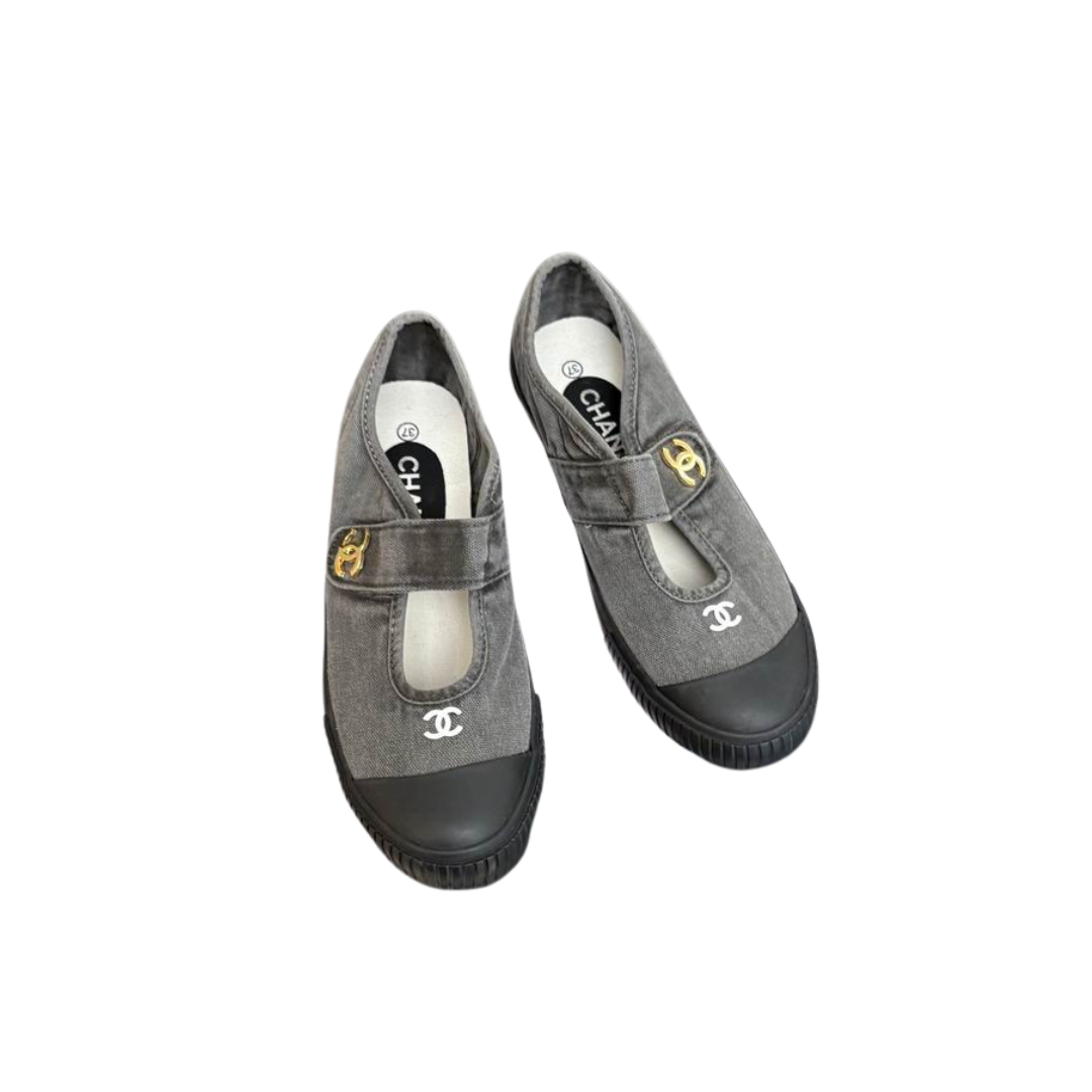 Grey Mary Jane Casual Canvas Shoes