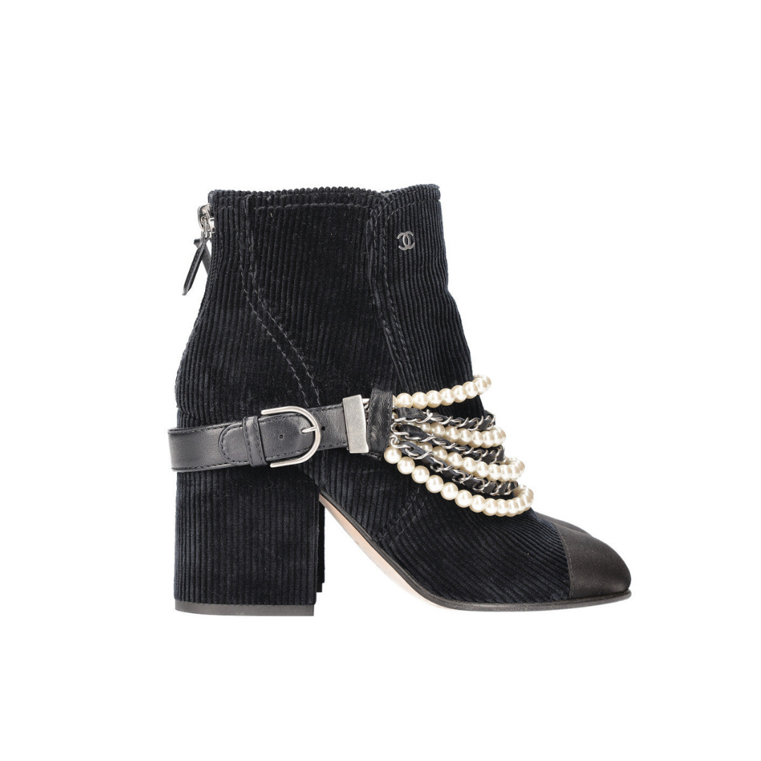 Boots Pearl Chain Cord & Satin Navy