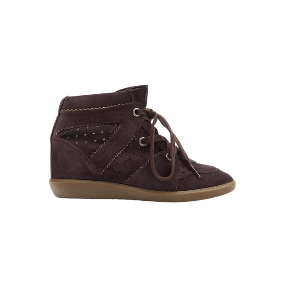 Isabel Marant Bobby Sneakers Suede Wedge Chocolate