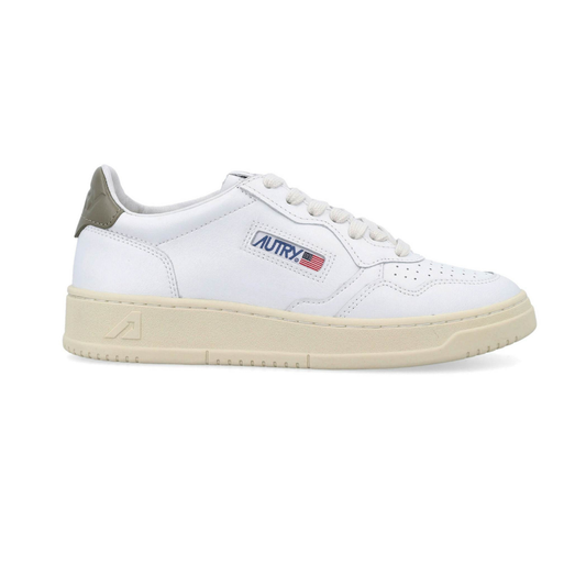 Autry Medalist Leather Low White Covert Green