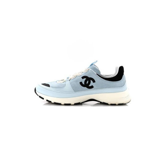 Suede Calfskin Grosgrain Sneakers Light Blue