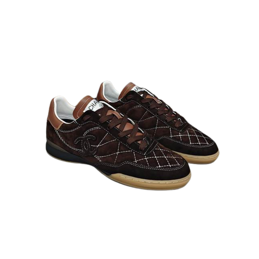 Brown Quilted Suede Sneakers