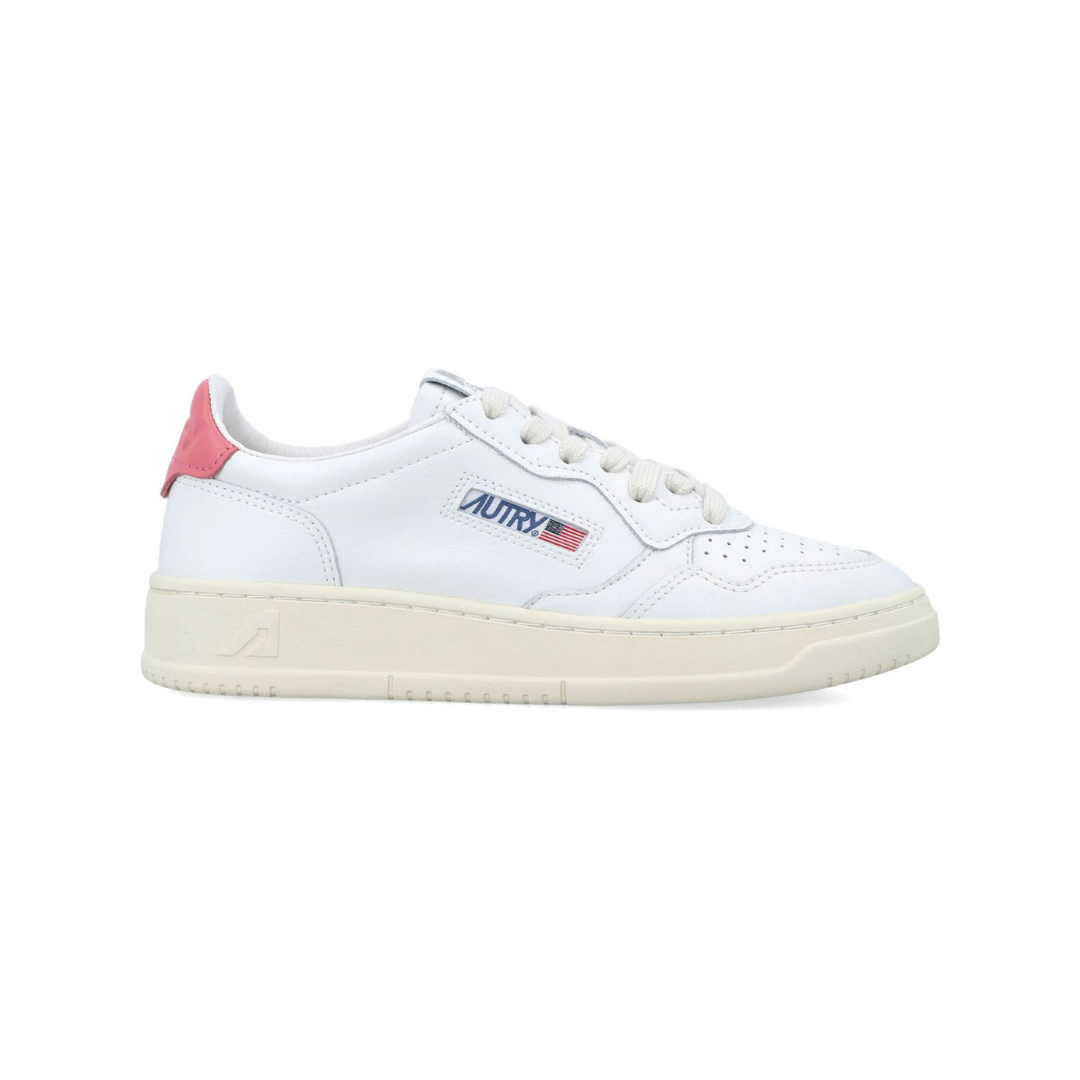 Autry Medalist Leather Low White Tearose