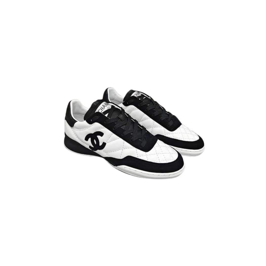 Black White Quilted Suede Sneakers
