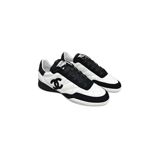 Black White Quilted Suede Sneakers