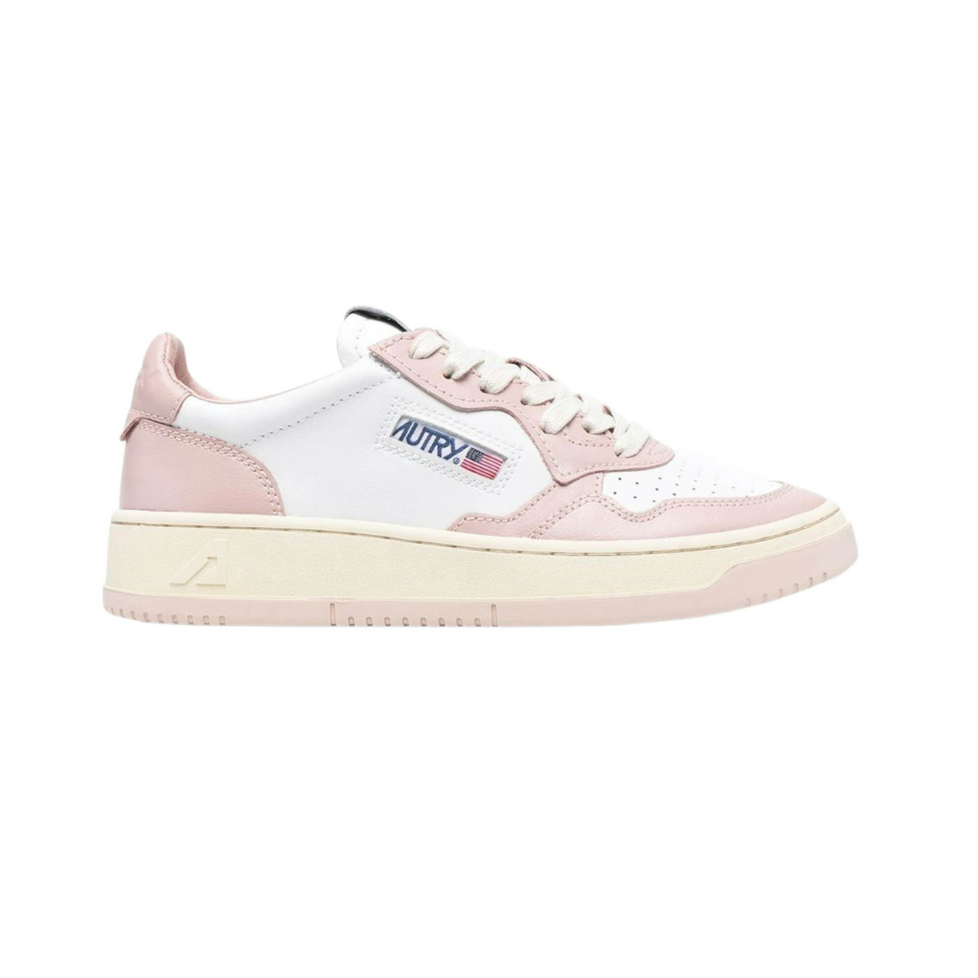 Autry Medalist Leather Low White Pink Cream