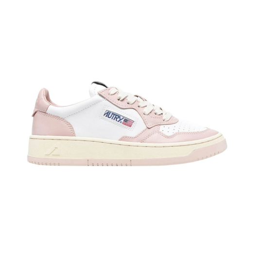 Autry Medalist Leather Low White Pink Cream